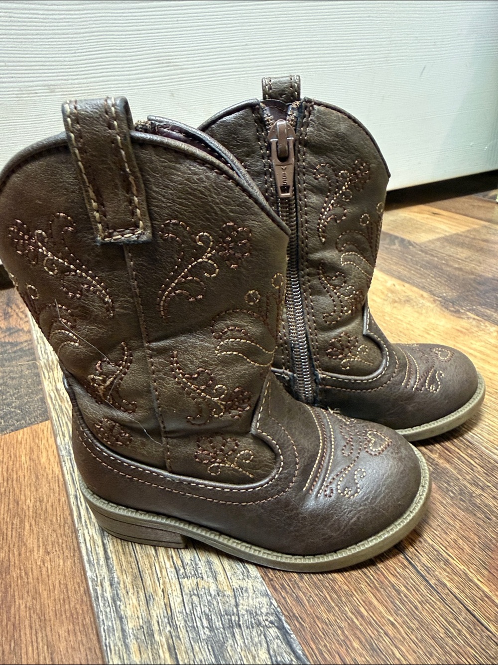 Cat & Jack Brown Embroidered Kids Cowboy Boots